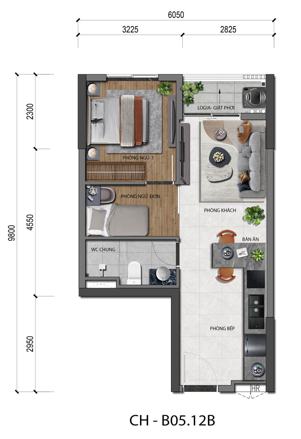 Thiết kế căn hộ 1PN+