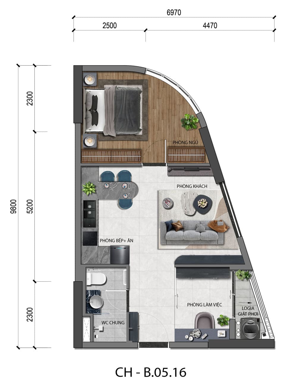 Thiết kế căn hộ 1PN+